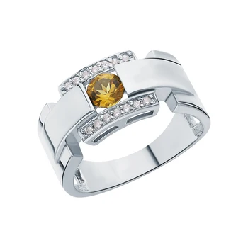 

Silver ring with cubic zirconia and sultanites synthetic sunlight sample 925