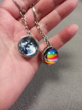 Llavero luminoso con bola de cristal de doble cara, sistema Solar que brilla en la oscuridad, para llaveros de galaxia, nebulosa, Luna, tierra, sol