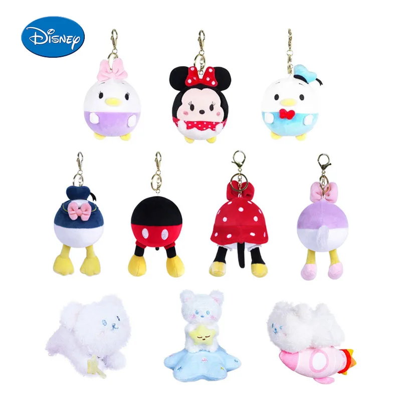 

Genuine Disney Fashion Mickey Mouse Minnie Donald Duck Anime Cartoon Plush Doll Keychain Pendant Toy Bag Decorate Couple Gift