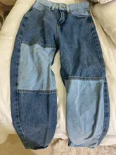 Iamhotty-Vaqueros rectos de retales para mujer, ropa de calle desgastada Vintage de cintura alta para novios, Mom y2k, 2020