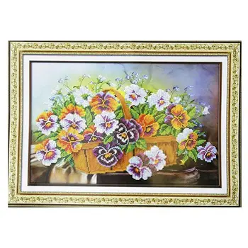 

B1250 set for embroidery with beads 'паутинка' 'basket with виолами', 38*24 cm