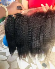 Extensiones de pelo ondulado brasileño virgen, cabello humano 100% Yaki grueso, 2 y 3 mechones con cierre, extensiones Dolago