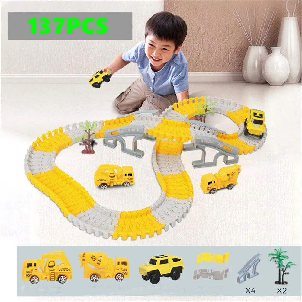 Educational Electric Rail Car Trucks Trains Set Assembled Engineering Vehicle Boys Toys for Kids 137 Pieces | Игрушки и хобби