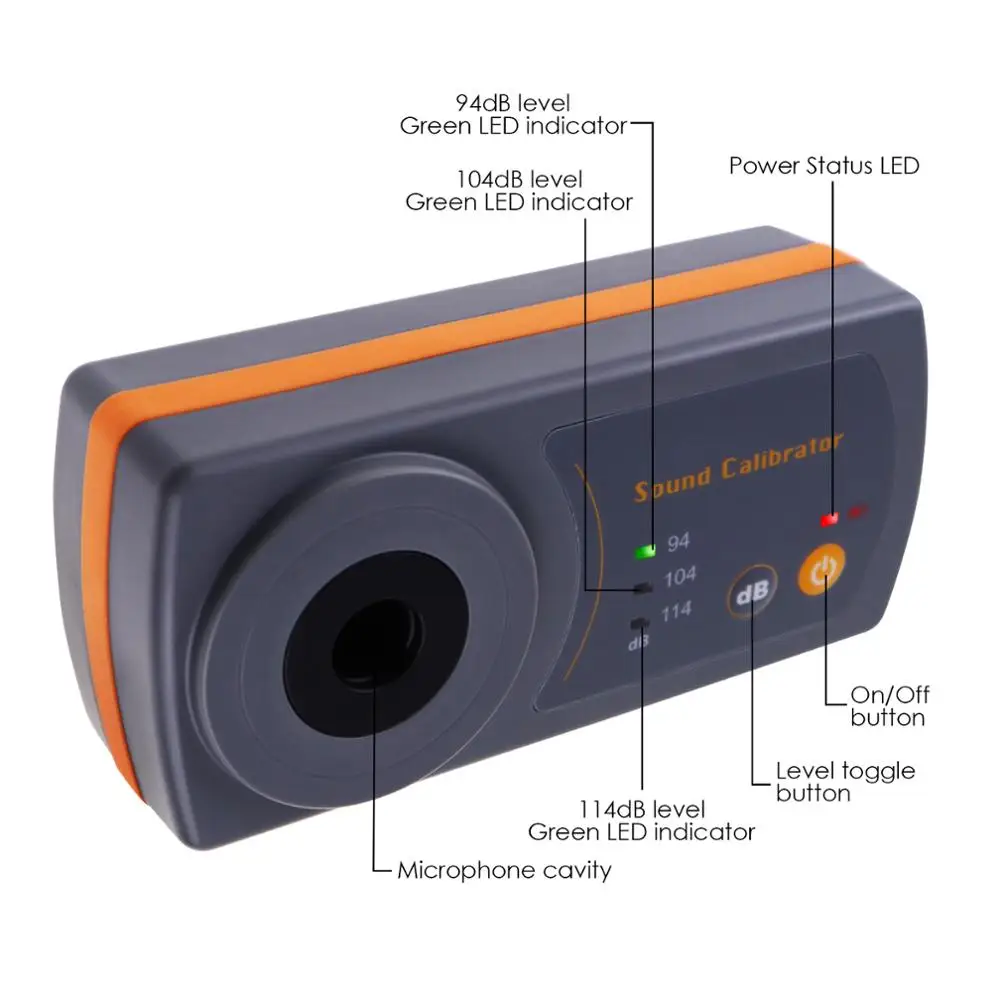Sound Level Meter For 1/2" 13.2mm Microphone Size 114dB 94dB 104dB Noise Decibel Calibration Professional Noise Meter Calibrator
