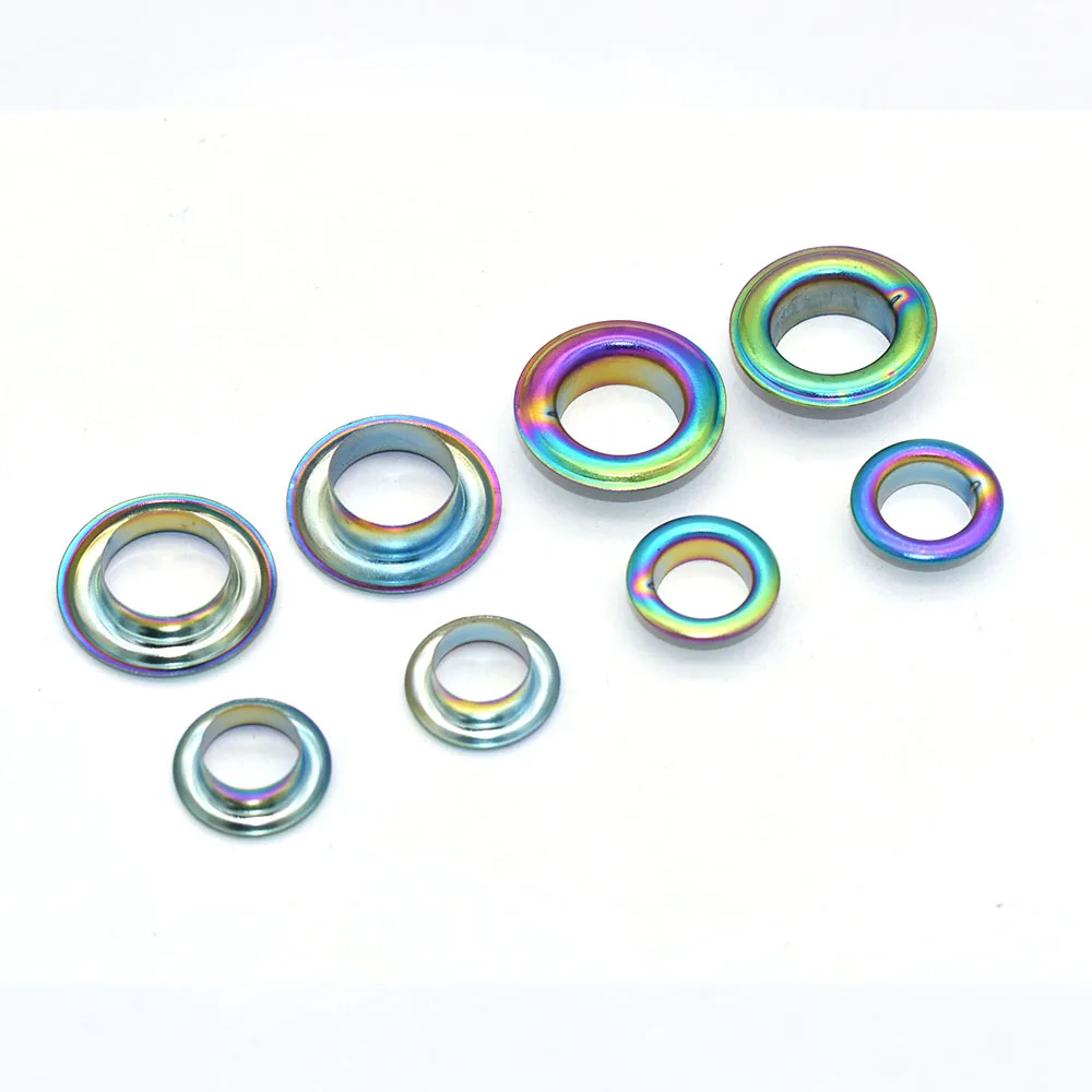 Rainbow Grommets Sewing Eyelets-2 Size Metal Eyelets Round Inner Hole Grommets DIY Rivet Leathercraft Accessories