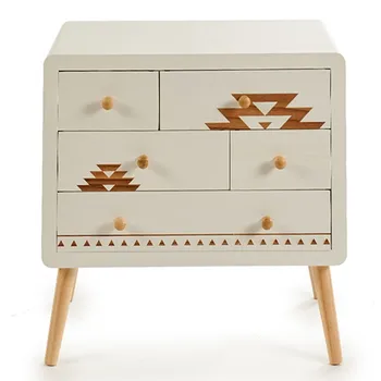 

Auxiliary furniture Wood with Five drawers ethnic Style, and White Color Lifelike Wood Measures: 60x34x58 cm YOUR TENDENCY ONLY