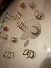 12 unids/set 2020 de oro de moda Color puños de oído hoja pendientes de Clip pendientes largos aretes pendientes para las mujeres los escaladores sin Piercing falso cartílago accesorios de aretes