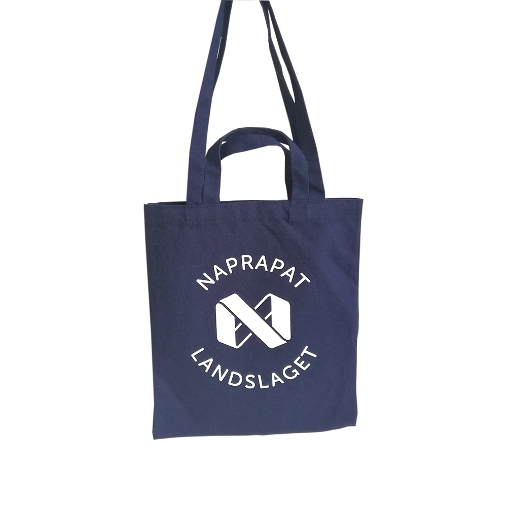 500 шт./лот, 34x40 см, логотип на заказ, две ручки, прочные, темно-синие, на плечо, складные, органический хлопок, Холщовая Сумка для покупок