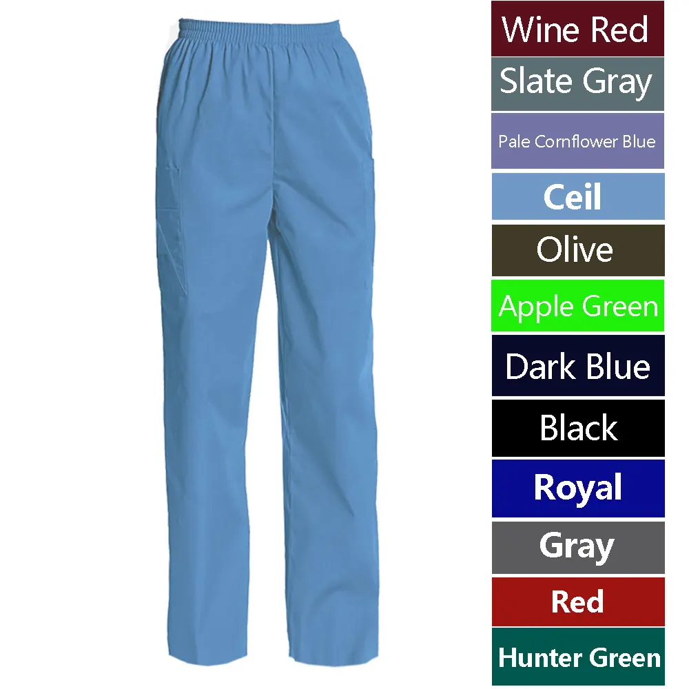 Medical Scrubs Jogger Pants Women's Scrub Pants Nursing Uniform Full Elastic Waist Cargo