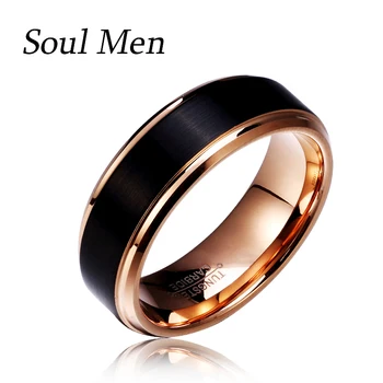 Classic  Rose Gold And Black Wedding Tungsten Rings Anniversary For Men Couples Unisex Dating 1