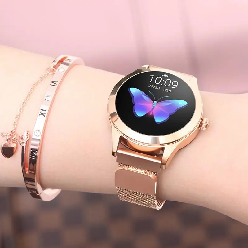 

IP68 Waterproof Smart Watch Women Lovely Bracelet Heart Rate Monitor Sleep Monitoring Smartwatch Connect IOS Android KW10 band