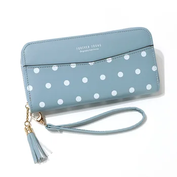 

2019 New Women's Wallet For Women Female Long Zipper Student Dot Wallet Large Capacity Clutch Bag Soft Wallet