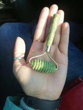 Rodillo masajeador Facial doble cabezas de piedra de Jade Estiramiento Facial manos la piel del cuerpo de relajación de belleza para delgazar piel sana, herramientas para el cuidado de