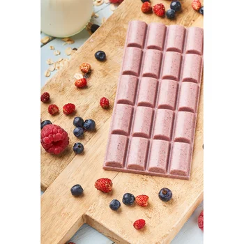 

Chocolate White with forest berries on oatmeal milk raw organic natural lactose free sugar tile 100 grams