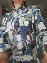 Camisa larga Vintage de lino y algodón para mujer, blusa informal de manga larga con cuello levantado