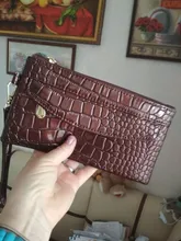 Bolso de mano de PU para mujer, cartera larga informal, monedero de grano Litchi, bolsa con cierre para muñeca, bolsillo para teléfono, tarjetero de crédito