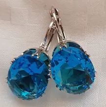 Jellystory-pendientes de plata de ley 925 con gema de zafiro Forma ovalada, Pendientes colgantes Multicolor, para mujeres