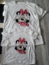 Camisetas con estampado de ratón de Minnie para mujer, camisetas informales de manga corta para niñas pequeñas, ropa a juego familiar de marca de verano