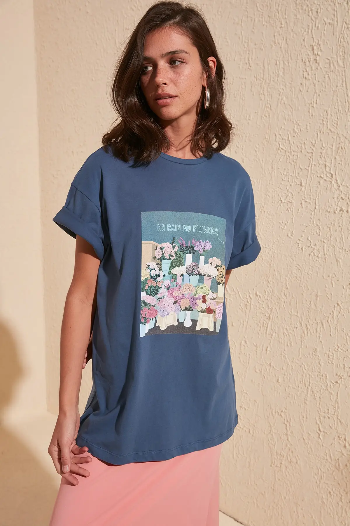 

Trendyol Printed Boyfriend Knitted T-Shirt TWOSS20TS0734