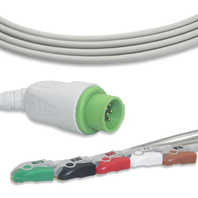 Compatible Fukuda Denshi DS7100 DS7300 5 Lead ECG Cable AHA Clip |