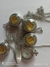 Reloj de bolsillo de cuarzo BTC, réplica de moneda de Bitcoin física chapada Retro, Metal físico colecciones de monedas antiguas de imitación de moneda virtual