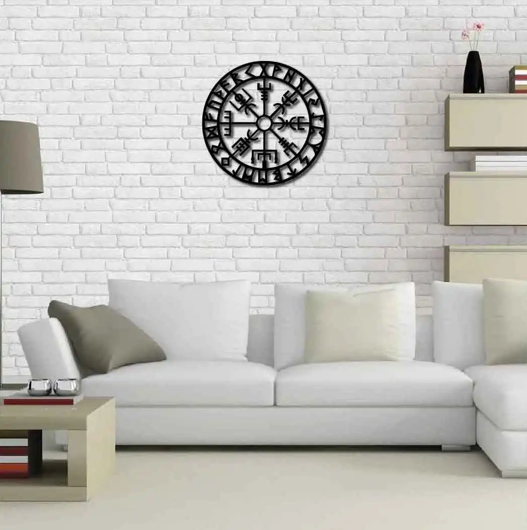 Metal Wall Art Viking Symbol Vegvisir Interior Decoration Home Decor Wall Hanging Home Decoration Wall Art 70x70 Cm Painting Calligraphy Aliexpress