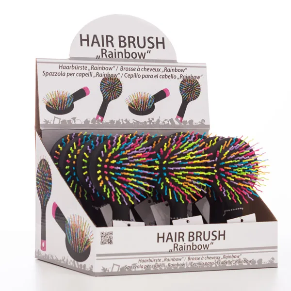 Rainbow Hair Brush with Mirror