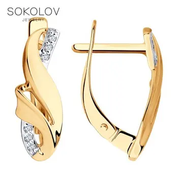 

Drop Earrings with stones SOKOLOV gold with cubic zirconia fashion jewelry 585 women's male, long earrings