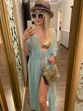 Sexy Bikini-ups blanco túnica Casual verano playa vestido elegante de las mujeres de talla grande ropa de playa traje de baño cubrir Q1208