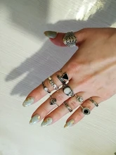 Tocona, conjunto de anillos con corona tallada, corazón rosa, flor de Elefante dorado antigua Bohemia, anillo para dedo nudillo Midi, joyería para mujer