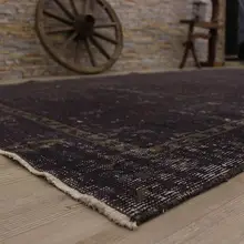 Античный коврик ручной работы, Анатолий дизайн Цветочный Коврик перекрашенный Черный Ковер