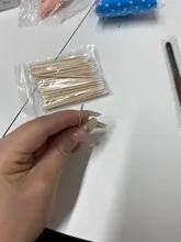 300 Uds desechables Ultra-pequeño hisopo de algodón sin pelusa Micro cepillos madera bastoncillos de algodón torundas de algodón con pegamento para extensión de pestañas quitar herramientas
