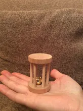 De Madera Juguetes masticables para loro con Bell por aves loros de juguete sonajero juguetes para morder de hámster