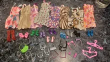 Conjunto de 42 accesorios para vestir muñecas Barbie, Juego de 10 zapatos, 8 collares, 4 gafas, 2 diademas, 2 bolsos y 8 vestidos para muñecas