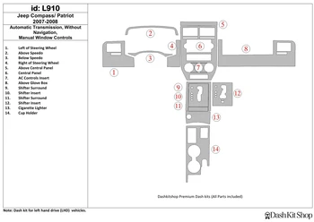 

Interior trim for Jeep Compas 2007-2008. Set L910.