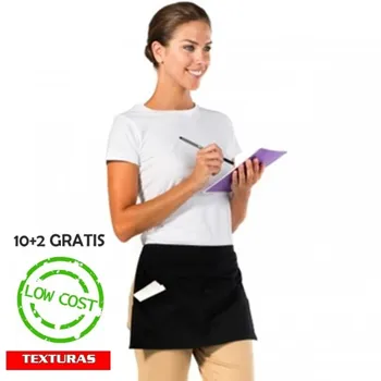 

TEXTURAS HOME - Delantales para Camareros x 10 - Delantales Cortos para la Cintura - Negro