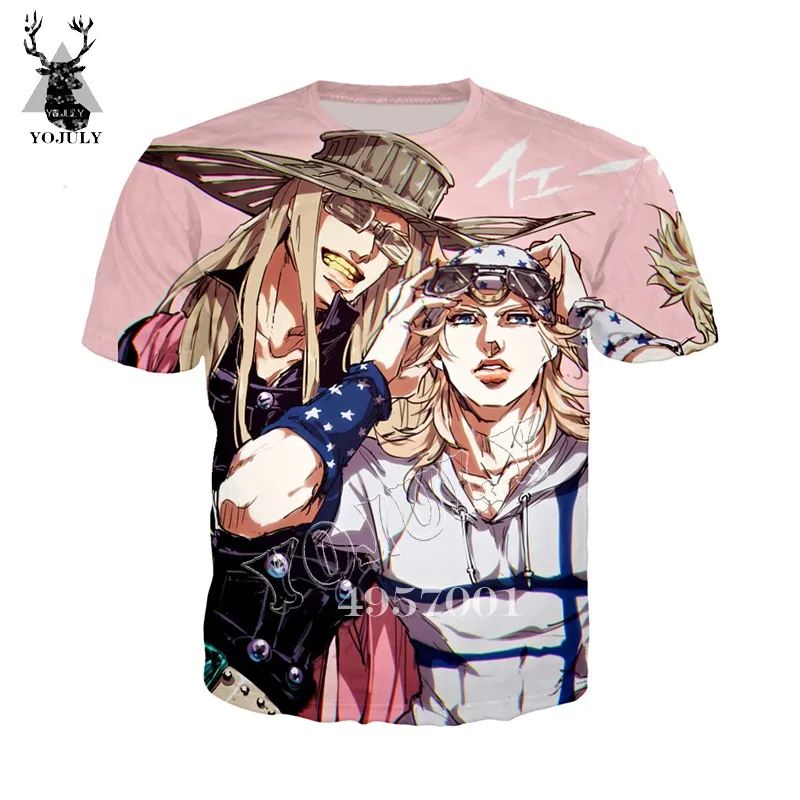 5 YOJULY аниме JoJo невероятное приключение 3D принт в стиле Харадзюку летняя футболка для мальчиков и девочек уличная одежда Забавные топы Для мужчин Для женщин рубашки Y392 - Цвет: 5
