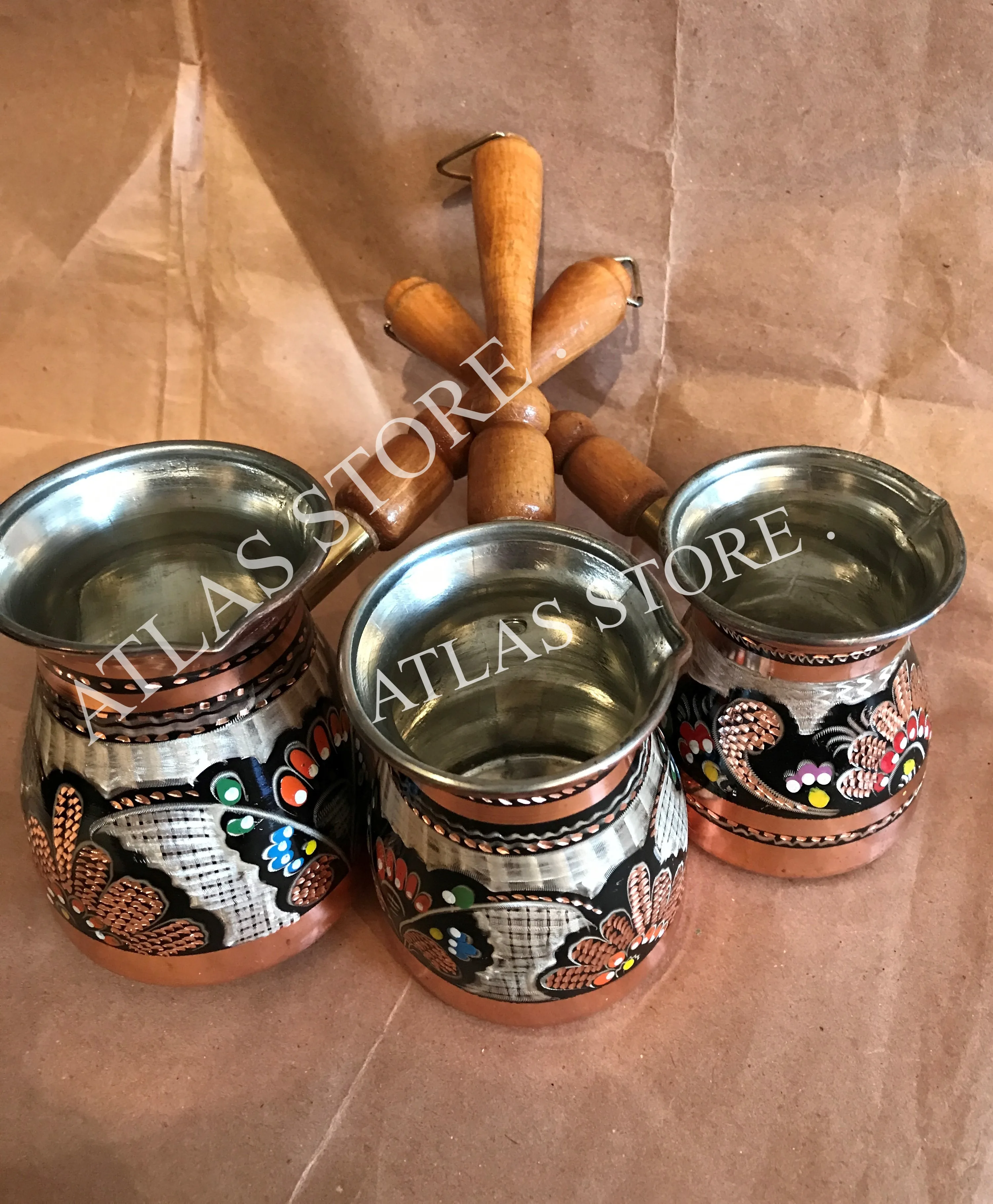 Турецкая армяна кофейник Cezve сделанный вручную медный горшок украшенный