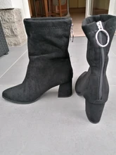 Stretch Boots High-Heels Pointed-Toe Womens Autumn Fashion Flock JIANBUDAN Ankle New