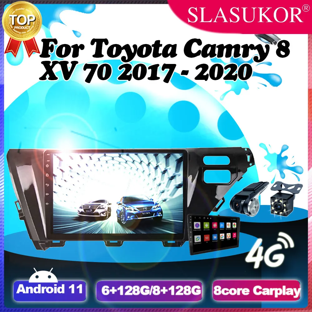

10 Inch Carplay Android 11 Car Radio Auto For Toyota Camry 8 XV 70 2017 - 2020 Fan GPS Navigation Multimedia Player No 2 Din DVD