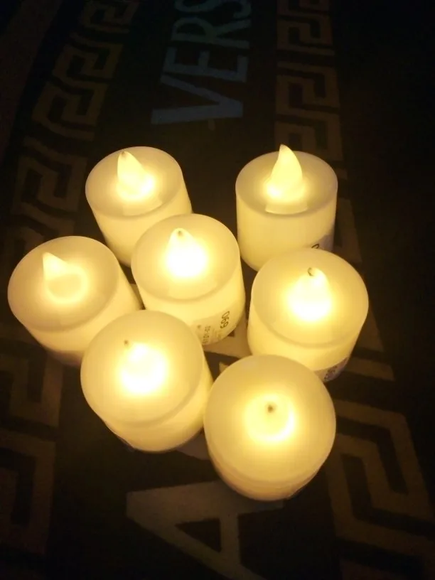 Flameless LED Tea Lights Candles Battery Powered Coloful Flickering Pillar Candles photo review