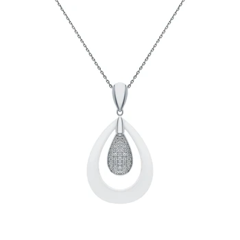 

Silver Pendant with ceramics and cubic zirconia sunlight sample 925