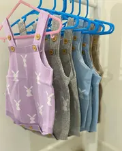 Pelele de diseño de conejo de Pascua para bebé recién nacido, sin mangas, de punto, a la moda