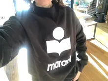 Sudadera de algodón con letras flocadas para mujer, Jersey informal grueso y cálido para otoño e invierno, nueva