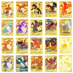 Cartes Pokemon en métal, 27 styles, cartes de Collection PIKACHU Charizard doré Vmax, cadeau de jeu pour enfants 