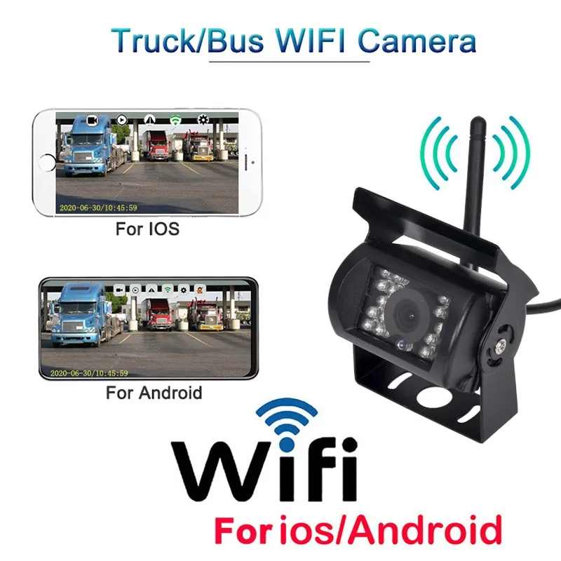HD Truck Reversing Camera Wireless Rear View Camera WiFi Rreversing Camera 170° Wide Angle Night Vision Bus Truck Cam Waterproof dashboard camera for car