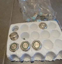 16mm 12mm interruptor de botón de metal botón impermeable circular plana Botón de luz LED auto-bloqueo auto-botón de Reinicio 1NO1NC