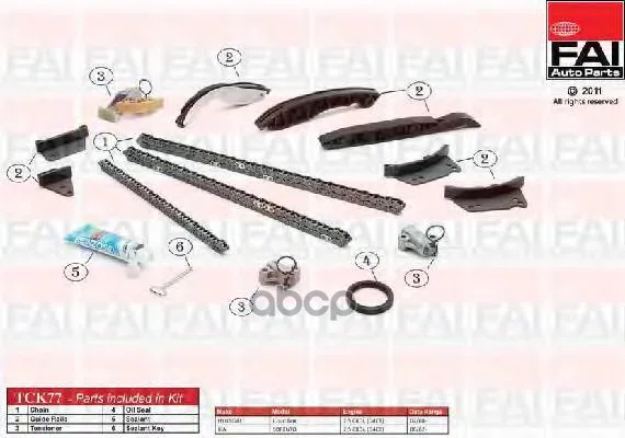 Комплект Цепи Грм Kia Sorento(Jc) 2.5 Crdi 12/06-(D4cb) FAI арт. TCK77
