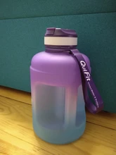 QuiFit-botella de agua de 3,78l, 2,2 L, 1,3 L, 128oz, galón, con pajita de plástico transparente, herramienta de gimnasio, jarra, taza deportiva gratis de BPA
