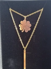 Collares multicapa y colgantes de trébol para mujer, cadena larga de Color dorado, collar, joyería de acero inoxidable